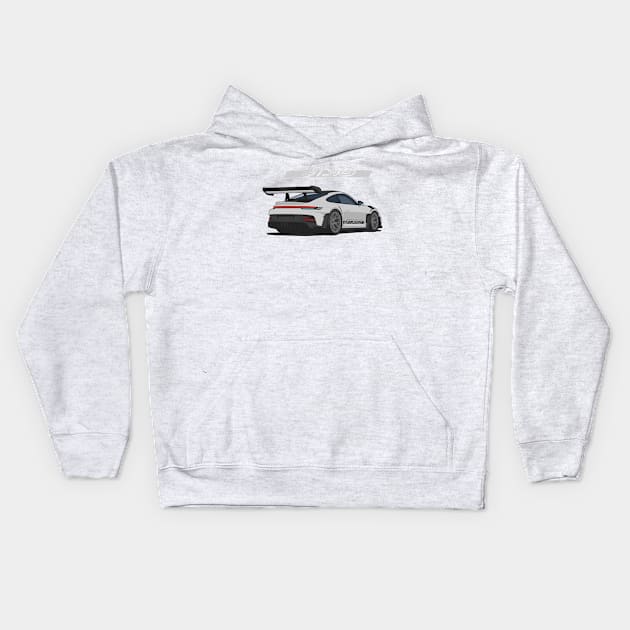 Rear car 911 gt3 rs grey Kids Hoodie by creative.z